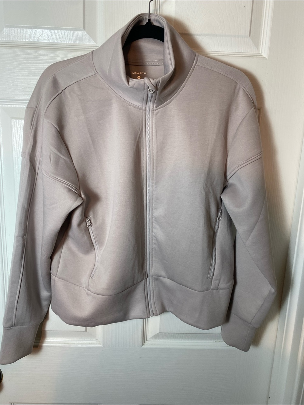 Layers Cropped Full Zip Scuba Track  Jacket  Blush Pink Mauve Size Medium